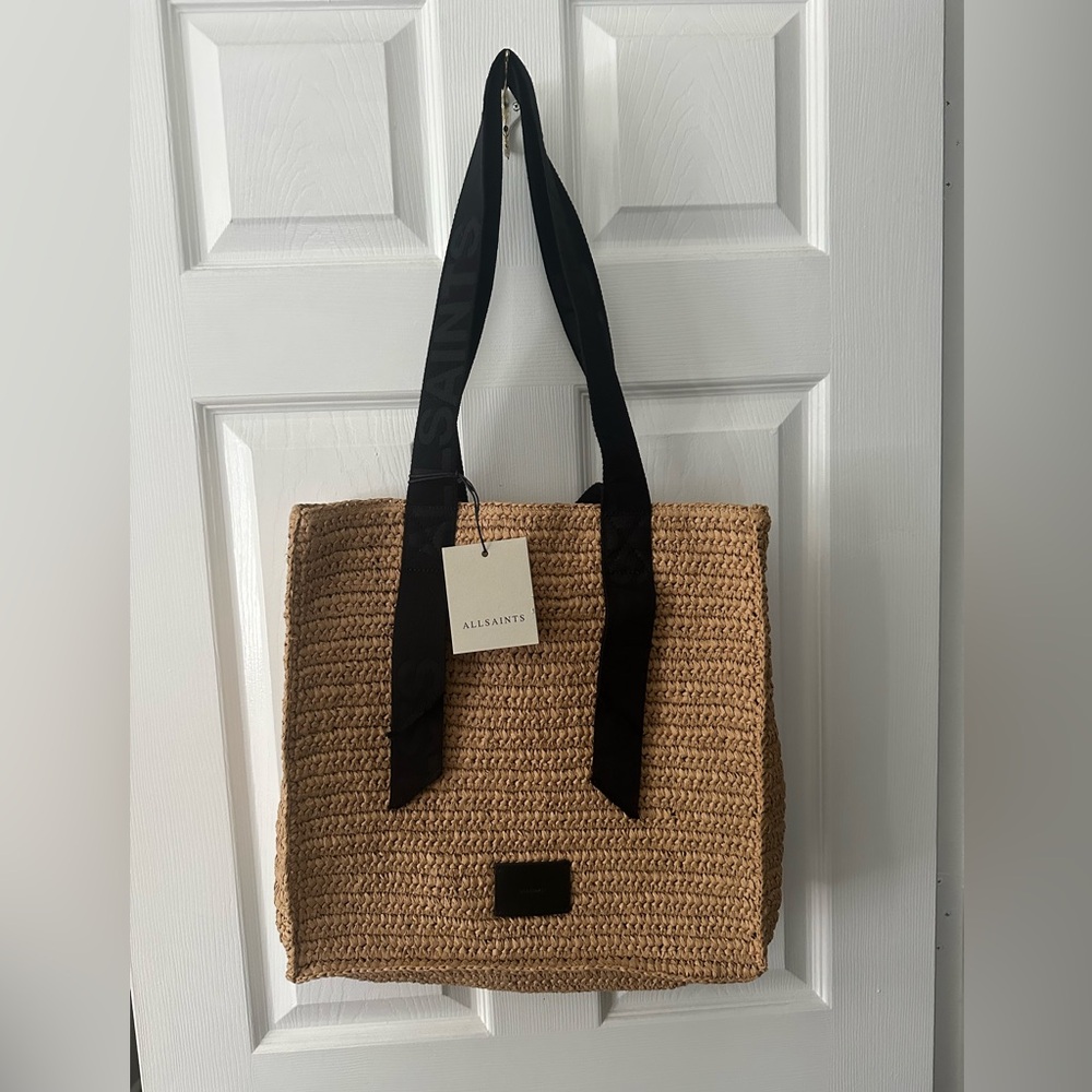 NWT AllSaints Tan Woven Tote Bag Lullah North/South Tote